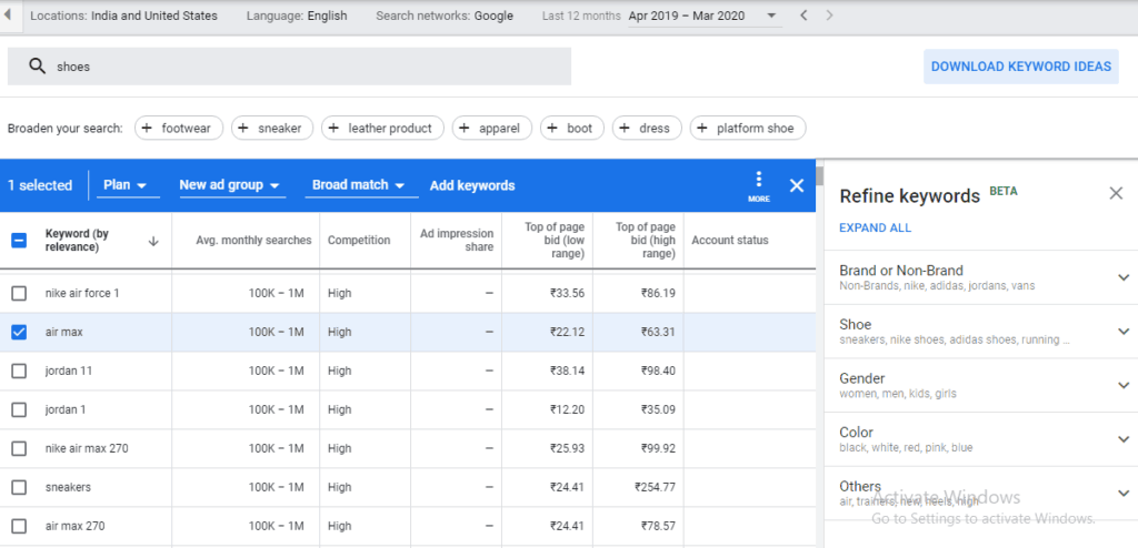 Google-Keyword-Planner-Refine-Keywords