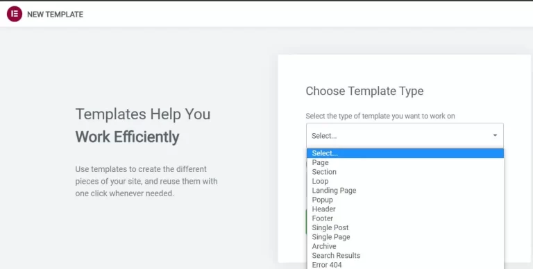 Elementor_Theme_builder_Template_Type_Selection
