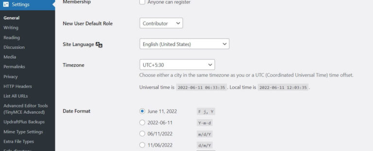 WordPress_default User Role_Language_Timezone_Selection_Option