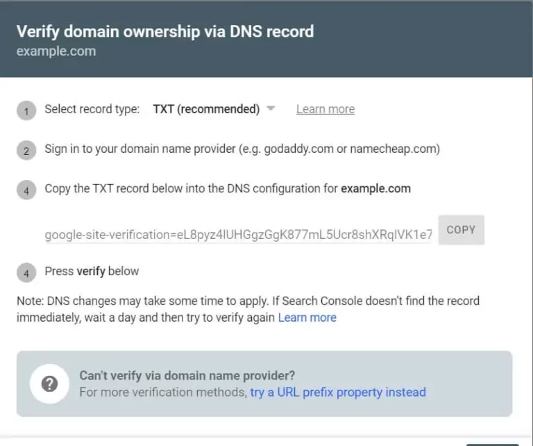 Google_Search_Console_DNS_Verifcation